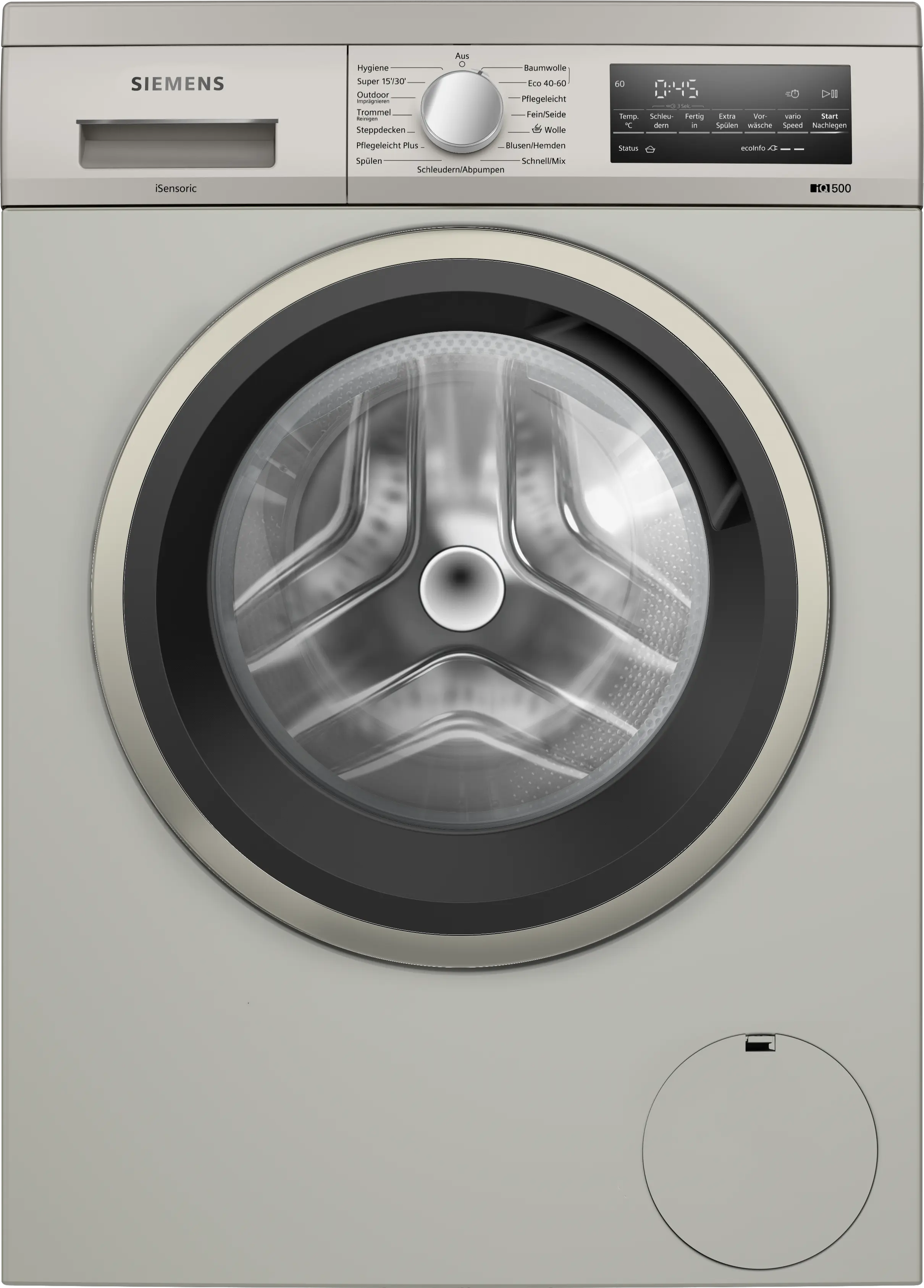 Siemens iQ500 Waschmaschine, unterbaufähig - Frontlader 9 kg max. 1400 U/min., Silber-inox