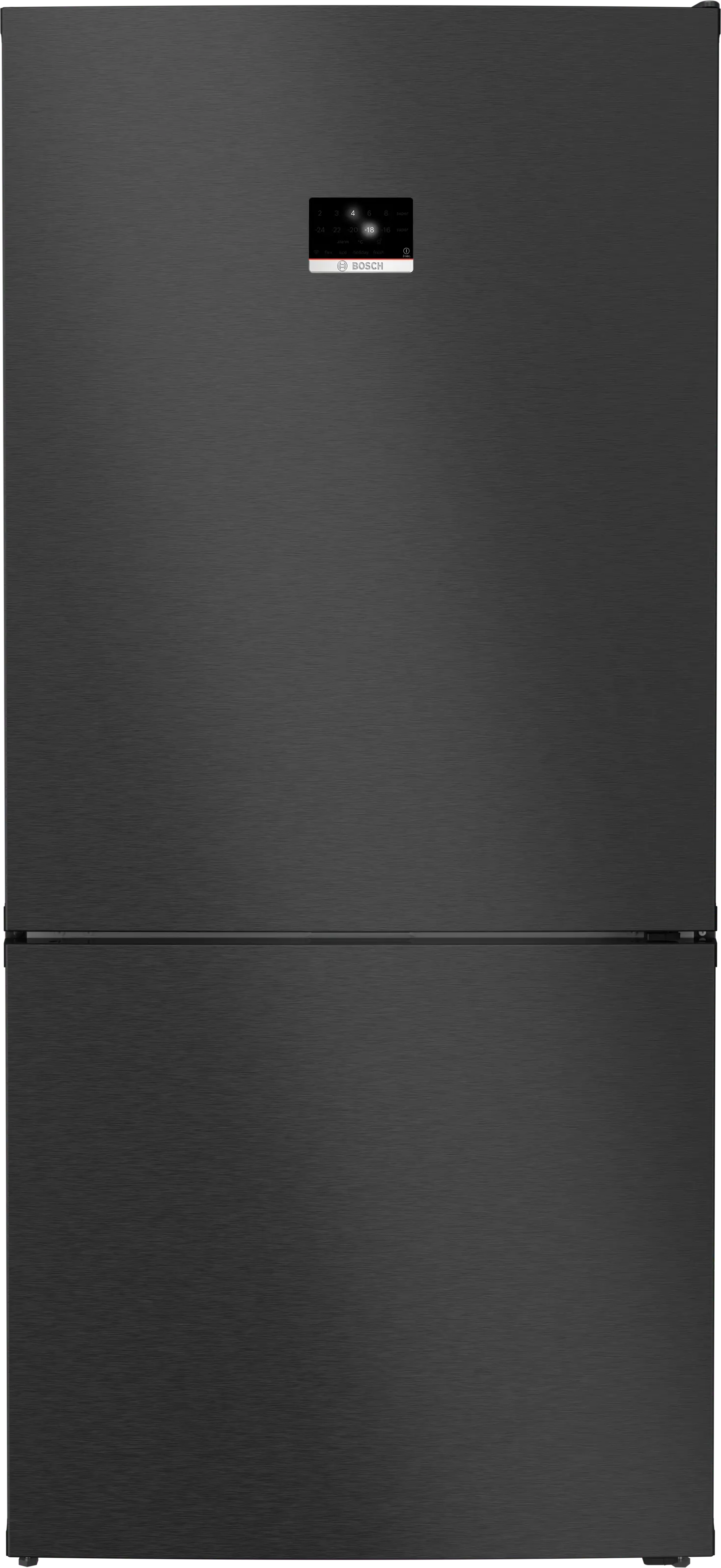 Bosch Serie 8 Freistehende Kühl-Gefrier-Kombination mit Gefrierbereich unten 186 x 86 cm Gebürsteter schwarzer Stahl AntiFingerprint